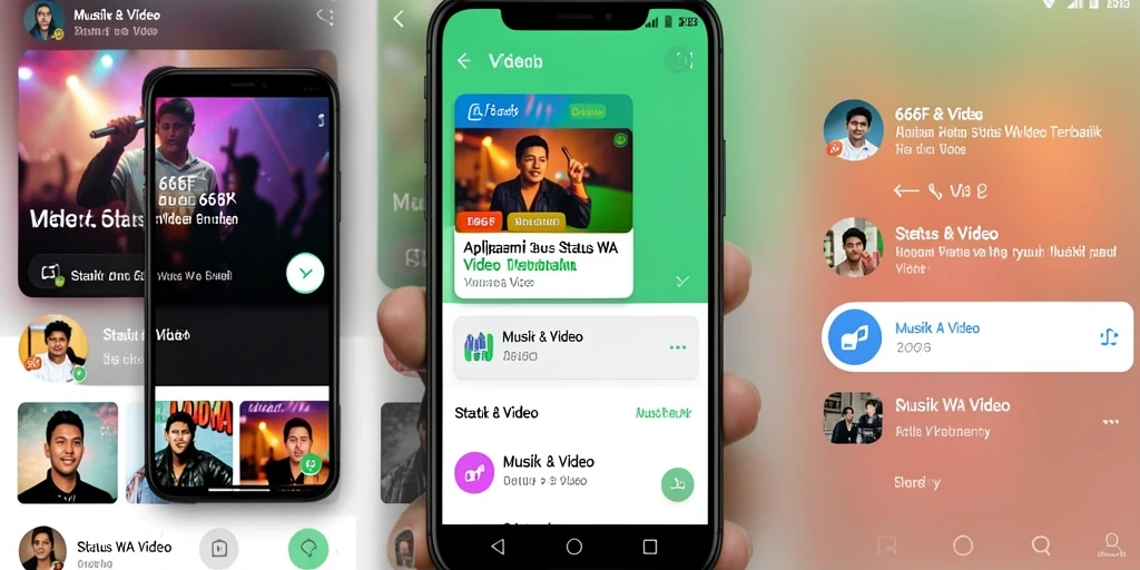 Antarmuka aplikasi 666F dengan pilihan video status yang menarik.