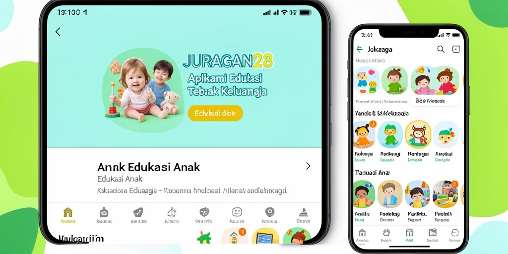 Antarmuka aplikasi JURAGAN28 yang ceria dan interaktif untuk anak.