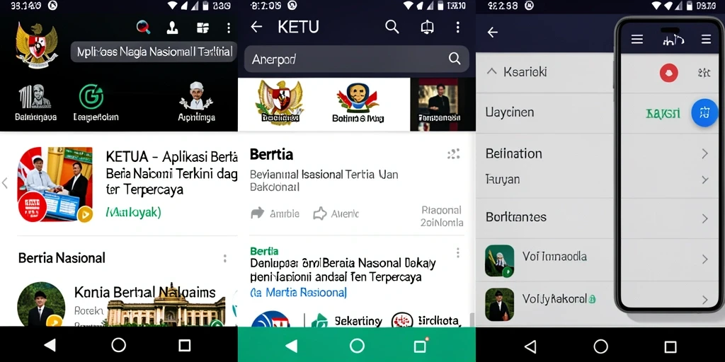 Antarmuka aplikasi KETUA menampilkan berita nasional terbaru.