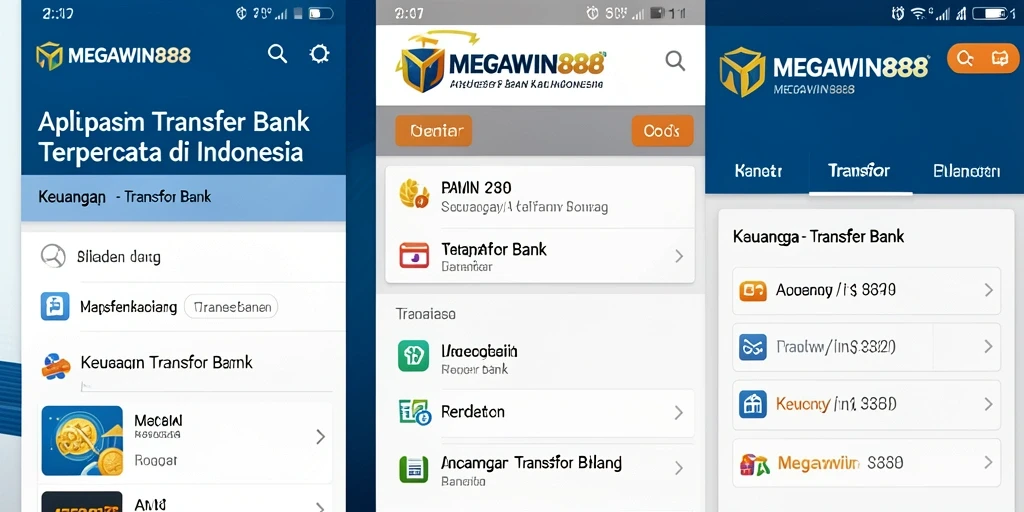 Antarmuka intuitif aplikasi MEGAWIN888 untuk transfer bank.