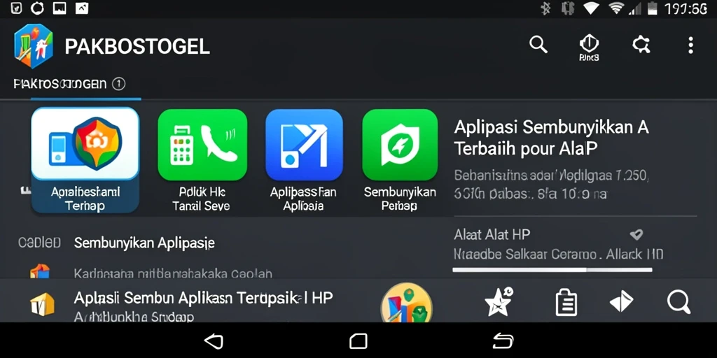 Tampilan antarmuka PAKBOSTOGEL untuk menyembunyikan aplikasi.