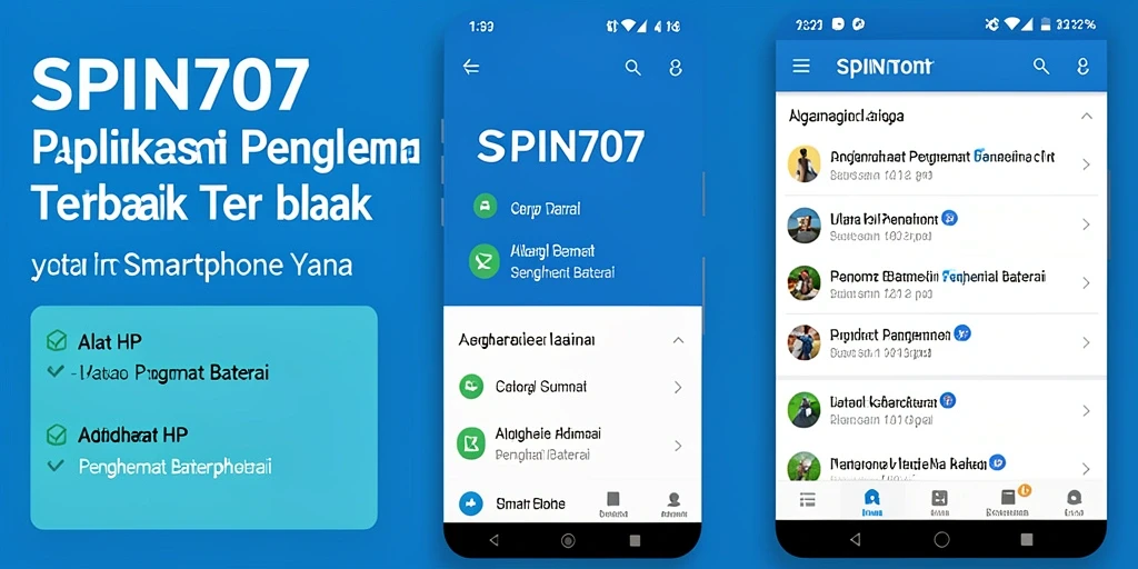 Screenshot utama SPIN707 menampilkan fitur efisien Penghemat Baterai.